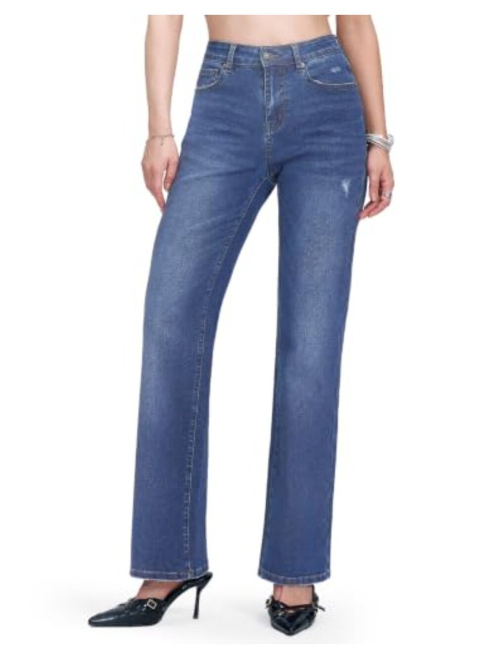 Straight Leg Jeans Women High Waisted Stretchy Denim Pants